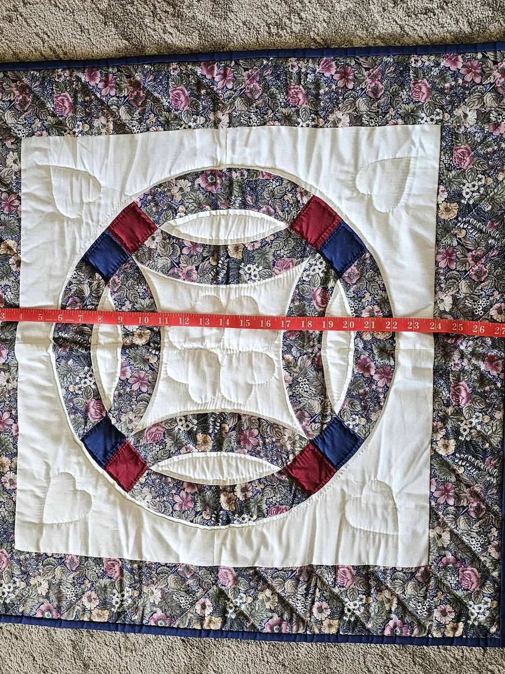 Handmade Double Wedding Ring Quilt Wall Hanging – 30